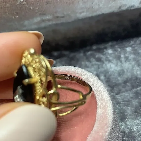 Vintage onyx solid 14kt real gold - Picture 9 of 11